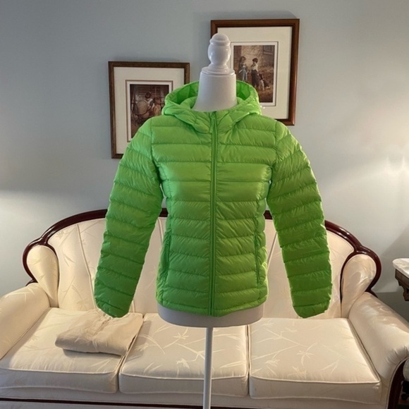 TNA Botanie Lime Green Puffer Jacket Down Filled Size Extra Small - Picture 16 of 16